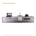 Mont Alpi 4-Burner Deluxe Series Outdoor Kitchen Island With Kegerator And Kamado Grill Module Plus Extra Storage Drawer Slides - MAi400-DKEGKAMDR