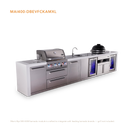 Mont Alpi 4-Burner Deluxe Series Outdoor Kitchen Island With Beverage Center, Kamado And Corner Fridge Module