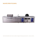 Mont Alpi 4-Burner Deluxe Series Outdoor Kitchen Island With Beverage Center, Kamado And Corner Fridge Module