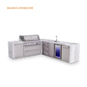 Mont Alpi 6-Burner Deluxe Series Outdoor Kitchen Island With Beverage Center And Corner Fridge Module Plus Extra Drawer Slides Cabinet - MAi805-DBEVFCDR