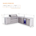 Mont Alpi 6-Burner Deluxe Series Outdoor Kitchen Island With Beverage Center And Corner Fridge Module Plus Extra Drawer Slides Cabinet - MAi805-DBEVFCDR