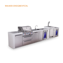 Mont Alpi 4 Burner Deluxe Series Outdoor Kitchen Island with Beverage Center, Kegerator and Corner Fridge Module -MAi400-DKEGBEVFCXL