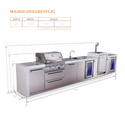 Mont Alpi 4 Burner Deluxe Series Outdoor Kitchen Island with Beverage Center, Kegerator and Corner Fridge Module -MAi400-DKEGBEVFCXL