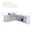 Mont Alpi 6 Burner L- Shaped Deluxe Series Outdoor Kitchen Island with Beverage And XL Storage Cabinet Module-MAi805-D90BEVXL