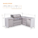 Mont Alpi 6 Burner L Shaped Deluxe Series Outdoor Kitchen Island with Extra Drawer Slides Cabinet Module - MAi805-D90DR