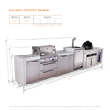 Mont Alpi 4-Burner Deluxe Series Outdoor Kitchen Island With Kegerator, Kamado Module And Corner Fridge Module Plus Extra Storage Cabinet