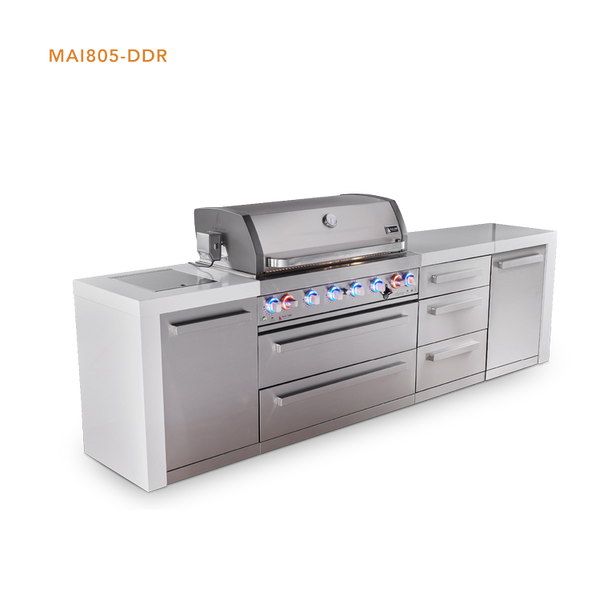 Mont Alpi 6 burner Deluxe Series Outdoor  Kitchen Island with Extra Drawer Slides Cabinet Module