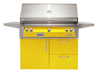 Buy traffic-yellow-gloss Alfresco ALXE 42-Inch Freestanding Gas Grill On Deluxe Cart