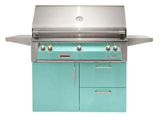 Buy light-green-gloss Alfresco ALXE 42-Inch Freestanding Gas Grill On Deluxe Cart