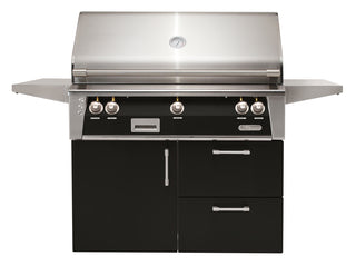 Buy jet-black-gloss Alfresco ALXE 42-Inch Freestanding Gas Grill On Deluxe Cart