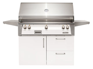 Buy signal-white-matte Alfresco ALXE 42-Inch Freestanding Gas Grill On Deluxe Cart