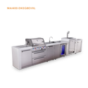 Mont Alpi 4 Burner Deluxe Series Outdoor Kitchen Island with Beverage Center and Kegerator Module Plus Extra Storage Cabinet - MAi400-DKEGBEVXL