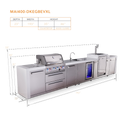 Mont Alpi 4 Burner Deluxe Series Outdoor Kitchen Island with Beverage Center and Kegerator Module Plus Extra Storage Cabinet - MAi400-DKEGBEVXL