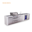Mont Alpi 4 Burner Deluxe Series Outdoor Kitchen Island with Beverage Center and Extra Storage Cabinet