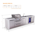 Mont Alpi 4 Burner Deluxe Series Outdoor Kitchen Island with Beverage Center and Extra Storage Cabinet