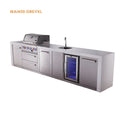 Mont Alpi 4 Burner Deluxe Series Outdoor Kitchen Island with Beverage Center and Extra Storage Cabinet