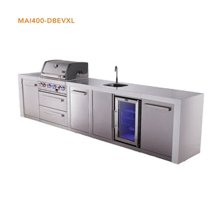 Mont Alpi 4 Burner Deluxe Series Outdoor Kitchen Island with Beverage Center and Extra Storage Cabinet