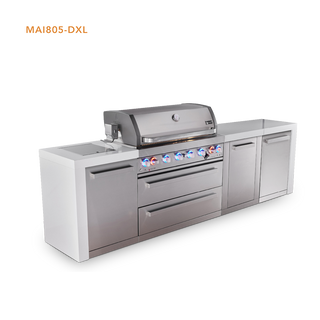 Mont Alpi 6 Burner Deluxe Series Outdoor Kitchen Island with Extra Storage Cabinet - MAI805-DXL