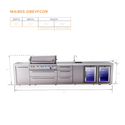 Mont Alpi 6-Burner Deluxe Series Outdoor Kitchen Island With Beverage Center And Corner Fridge Module Plus Extra Drawer Slides Cabinet - MAi805-DBEVFCDR