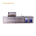Mont Alpi 6-Burner Deluxe Series Outdoor Kitchen Island With Beverage Center And Corner Fridge Module Plus Extra Drawer Slides Cabinet - MAi805-DBEVFCDR