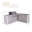 Mont Alpi 4-Burner L-Shaped Deluxe Series Outdoor Kitchen Island with Extra Storage Cabinet Module - MAi400-D90XL