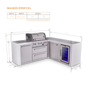 Mont Alpi 4-Burner L-Shaped Deluxe Series Outdoor Kitchen Island with fridge and Extra Storage Cabinet Module - MAi400-D90FCXL