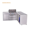 Mont Alpi 4-Burner L-Shaped Deluxe Series Outdoor Kitchen Island with fridge and Extra Storage Cabinet Module - MAi400-D90FCXL