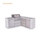 Mont Alpi 4-Burner L-Shaped Deluxe Series Outdoor Kitchen Island With Extra Drawer Slides Cabinet Module -  MAi400-D90DR