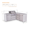 Mont Alpi 4-Burner L-Shaped Deluxe Series Outdoor Kitchen Island With Extra Drawer Slides Cabinet Module -  MAi400-D90DR