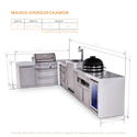Mont Alpi 4-Burner L-Shaped Deluxe Series Outdoor Kitchen Island With Kegerator, Kamado And Corner Fridge Module - MAi400-D90KEGFCKAMDR