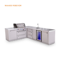 Mont Alpi 4-Burner L-Shaped Outdoor Kitchen Island With 90-Degree Beverage Center And Extra Drawer Slides Cabinet