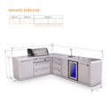 Mont Alpi 4-Burner L-Shaped Outdoor Kitchen Island With 90-Degree Beverage Center And Extra Drawer Slides Cabinet