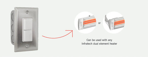 Infratech Flush Mounted Single On/Off Switch for Indoor or Protected Areas