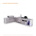 Mont Alpi 6-Burner L-Shaped Deluxe Series Outdoor Kitchen Island With Kegerator, Kamado And Corner Fridge Module Plus Extra Drawers Slide Cabinet - MAi805-D90KEGFCKAMDR