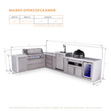 Mont Alpi 6-Burner L-Shaped Deluxe Series Outdoor Kitchen Island With Kegerator, Kamado And Corner Fridge Module Plus Extra Drawers Slide Cabinet - MAi805-D90KEGFCKAMDR