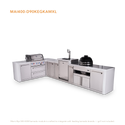 Mont Alpi 4-Burner L-Shaped Deluxe Series Outdoor Kitchen Island With Kegerator, Kamado And Extra Storage Cabinet