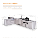 Mont Alpi 4-Burner L-Shaped Deluxe Series Outdoor Kitchen Island With Kegerator, Kamado And Extra Storage Cabinet