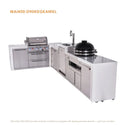 Mont Alpi 4-Burner L-Shaped Deluxe Series Outdoor Kitchen Island With Kegerator, Kamado And Extra Storage Cabinet