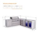 Mont Alpi 6-Burner L-Shaped Deluxe Series Outdoor Kitchen Island With Beverage Center, Corner Fridge & Extra Drawer Slides Cabinet