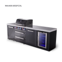 Mont Alpi 4-Burner Black Series Outdoor Kitchen Island With Fridge Module And XL Extra Storage Cabinet