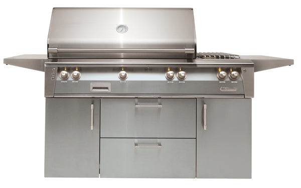 Alfresco 56-Inch Freestanding Grill with Side Burner and Rotisserie