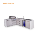 Mont Alpi 4-Burner L-Shaped Deluxe Series Outdoor Kitchen Island With Beverage Center And Extra Drawer Slides Cabinet - MAi400-D90BEVDR