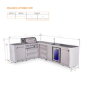 Mont Alpi 4-Burner L-Shaped Deluxe Series Outdoor Kitchen Island With Beverage Center And Extra Drawer Slides Cabinet - MAi400-D90BEVDR