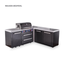 Mont Alpi 4-Burner L-Shaped Black Series Outdoor Kitchen Island With 90-Degree Corner And XL Extra Storage Cabinet