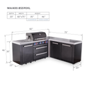 Mont Alpi 4-Burner L-Shaped Black Series Outdoor Kitchen Island With 90-Degree Corner And XL Extra Storage Cabinet