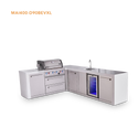 Mont Alpi 4 Burner L-Shaped Deluxe Series Outdoor Kitchen Island with Beverage Center and Extra Storage Cabinet Module-MAi400-D90BEVXL