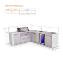 Mont Alpi 4 Burner L-Shaped Deluxe Series Outdoor Kitchen Island with Beverage Center and Extra Storage Cabinet Module-MAi400-D90BEVXL