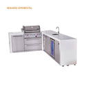 Mont Alpi 4 Burner L-Shaped Deluxe Series Outdoor Kitchen Island with Beverage Center and Extra Storage Cabinet Module-MAi400-D90BEVXL