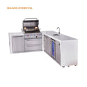 Mont Alpi 4 Burner L-Shaped Deluxe Series Outdoor Kitchen Island with Beverage Center and Extra Storage Cabinet Module-MAi400-D90BEVXL