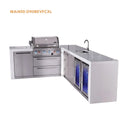 Mont Alpi 4 Burner L-Shaped Deluxe Series Outdoor Kitchen Island with Beverage Center and Corner Fridge Module Plus Extra Storage Cabinet - MAi400-D90BEVFCXL